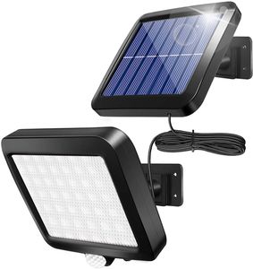 Solarlampen für Außen, 56 LED Solarleuchte Aussen mit Bewegungsmelder, IP65 Wasserdichte, 120°Beleuchtungswinkel, Solar Wandleuchte für Garten mit 5m Kabel