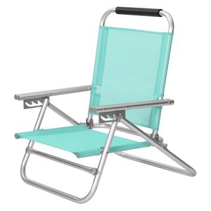 SONGMICS Strandstuhl mit Armlehnen | tragbarer Klappstuhl Rückenlehne 4-stufig verstellbar grün GCB065C01