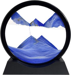 3D Dynamische Sanduhr aus rundem Glas, Beweglicher Sandkunst Bilderrahmen, Sandszenen Flüssige Bewegungsanzeige, Für die Büroarbeitsdekoration