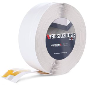 Weichsockelleiste selbstklebend PVC 32x23 mm  | abschlussleiste Weiss, 20 m | HOLZBRINK