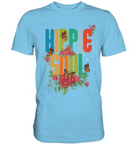 Frauen Hippie Schmetterling T-Shirt – Sky Blue / XXL