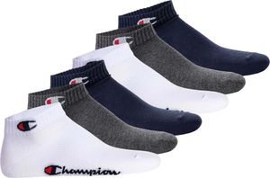 Champion uni ponožky, 6-pack - čtvrteční ponožky, basic, logo modrá/bílá/šedá EU 39-42