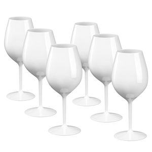 DoimoFlair Weingläser aus Kunststoff bruchsicher Weinbecher Sektgläser Plastik Weiß 51 cl. Set 6 Stück