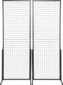 SucceBuy 2' x 5,6' Gitter-Wandpaneelen-Turm, 2er-Pack, bodenstehende T-Basis, doppelseitige Ausstellungsregale, perfekt für Kunsthandwerksausstellungen und Einzelhandelsgeschäfte, enthält zusätzliche Clips und Haken