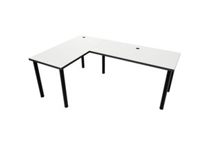 Počítačový rohový stôl LOOK N, 200/135x73-76x65, biela/čierne nohy, ľavý