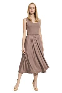 Damen Mittellanges Kleid Dress Glockenkleid; Cappucino/L