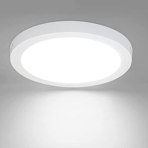 ZMH LED Deckenleuchte Rund Flach Modern Weiß LED Flurlampe Kaltweiß 5000K 18W IP44 Wasserfest für Küche Büro Wohnzimmer Esszimmer Ø23CM