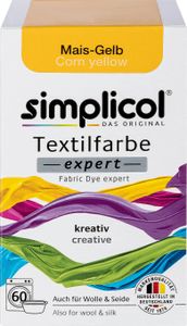 simplicol Textilfarbe expert, DIY Färbemittel für Stoff in verschiedenen Farben, Farbe:Mais-Gelb (1701), Größe:1er Pack