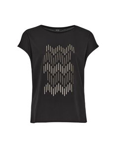 Opus andere Shirts Damen Setro Print Größe 36, Farbe: 900 black