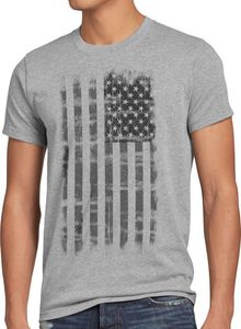 style3 USA Vintage T-shirt Herren US Stars Stripes Flagge Fahne, Größe:5XL, Farbe:Grau meliert