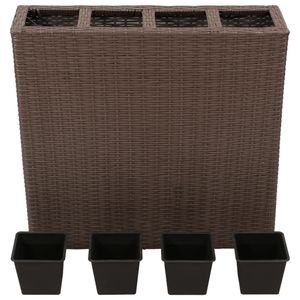 vidaXL Garten-Hochbeet mit 4 Töpfen Poly Rattan Braun