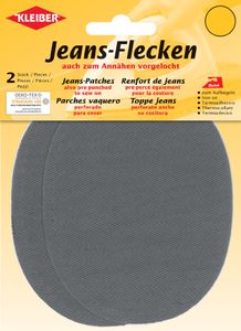 KLEIBER Jeans-Bügelflecken oval 130 x 100 mm grau 2 Stück