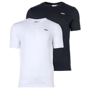 FILA Herren T-Shirt, 2er Pack - BROD Tee, Rundhals, Kurzarm, Logo Schwarz/Weiß