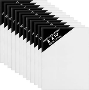 Kurtzy Blanko Leinwände (12 Stk) – 20x25cm – Bespannter Rahmen, Keilrahmen Leinwand Set für Künstlerbedarf, Leinwandbrett für Ölfarben, Acrylfarben,