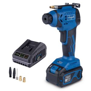 Scheppach Akku-Luftpumpe C-AC20-X | Arbeitsdruck 7 bar | Drehzahl 3500 min-1 | LED-Leuchte | inkl. 4Ah Akku + 2,4A Ladegerät