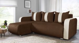 Ecksofa Rino mit Schlaffunktion und Bettkasten - L-Form Couch, Polsterecke, Couchgarnitur, Eckcouch, Sofa, Sofagarnitur (Enjoy 04 + Cayenne 1112)