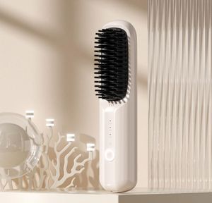 Kabellose Glättbürste, Negative Ionen Haarglätter Kamm, Mini Haarglätterbürste, 3 Einstellbaren Temperaturen, Tragbare Glättungsbürste für unterwegs