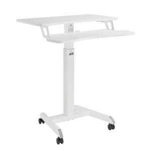 Höhenverstellbarer Sitz-steh-Schreibtisch mit Rollen Arbeitsplatz mit Doppelter Plattform Belastbar bis 8kg  Weiß