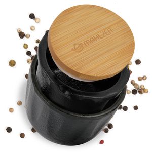 Mahlzeit Gusseisen Pfeffermühle Peppermill, Ø 7,5 x (H) 8 cm, mit Bambusdeckel