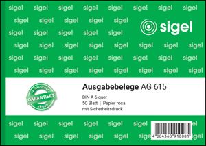 SIGEL AG615 Ausgabebelege, Papier rosa, mit Sicherheitsdruck, A6 q, 50 Blatt