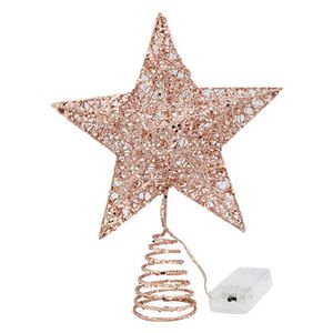 Weihnachtsbaum-Spitzen-Licht Romantische dekorative Baum-Spitze-Stern-Nachtlicht-Baum-Schmuck für Zuhause Farbe 20cm Roségold
