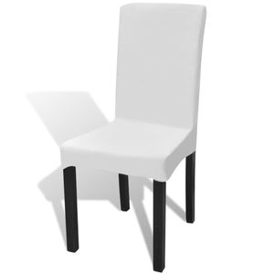 vidaXL Stretch Chair Covers Straight 4 ks. Biele