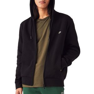 Lacoste Kapuzenpullover mit gesticktem Logo und Reißverschluss, Schwarz L