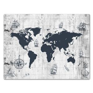 Leinwandbild Weltkarte, Querformat, maritime Landkarte M0315 – Extragroß - (100x75cm)
