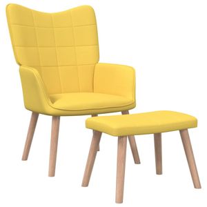 Prolenta Premium - Relaxačné kreslo s taburetom horčicovo žltá látka