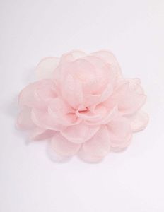 Rosa Stoff Chiffon Blume Haarspange &amp; Brosche Pin