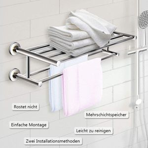 GOPLUS Handtuchablage Badetuchhalter Wand Handtuchhalter Handtuchstaender Badetuchstange, Doppelte Handtuchstange aus Edelstahl
