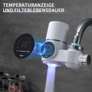 AiHom Wasserfilter für Wasserhahn mit Blaulicht-Sterilisation, Wasserfilter für Zuhause Küche, entfernt Chlor, Schwermetalle,für Wasserhähne,Weiß