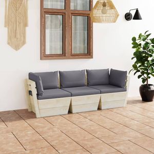 Prolenta Premium  Garten-Palettensofa 3-Sitzer mit Kissen Fichtenholz