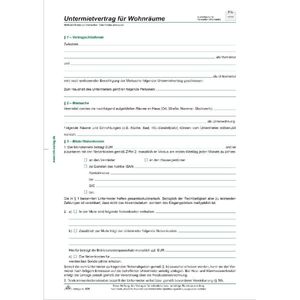 RNK Verlag 520 Untermietvertrag für Wohnräume, 4 Seiten, gefalzt auf DIN A4