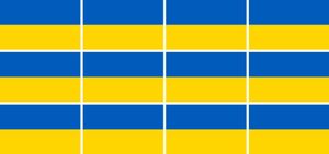 Mini Aufkleber Set - Pack glatt - 50x31mm - selbstklebender Sticker - Ukraine - Flagge / Banner / Standarte fürs Auto, Büro, zu Hause und die Schule - 12 Stück