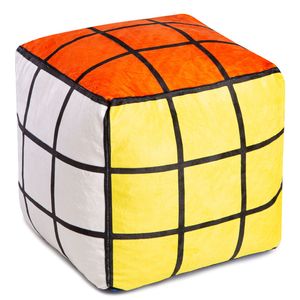 Ferocity 3D Samt Kissen in Form eines Würfels; für das Kinderzimmer 35 cm Groß; Deko für Kinder Motiv Bunter Zauberwürfel Rubik [091]