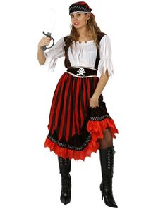 Verruchte Piratenbraut Damenkostüm Piratin Plus Size rot-schwarz