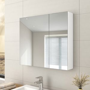 EMKE Spiegelschränke, 75x65cm Bad Spiegelschrank Badschrank mit Doppelseitiger Spiegel (Weiß) EMKE Spiegelschränke, 75x65cm Bad Spiegelschrank Badschrank mit Doppelseitiger Spiegel (Weiß)