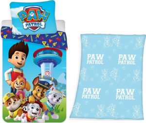 PAW Patrol - Komplet pościeli, 135x200 i koc polarowy GLOW, 130x160