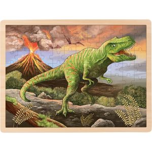 goki 57389 Einlegepuzzle T-Rex 40 x 30 x 0,8 cm, Holz, 96 Teile, bunt
