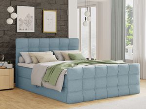 Boxspringbett Best Lux mit Fußteil, 2 Bettkästen, Bonell-Matratze und Topper (Blau (Vidar 83), 180 x 200 cm)