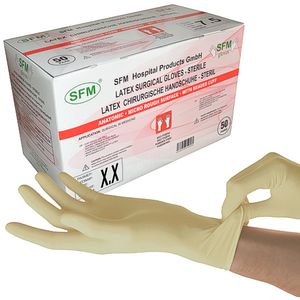 SFM ® OP Latex STERIL :  Chirurgische OP-Handschuhe puderfrei weiß 6.5 (50Paar)