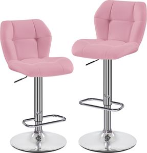 Yaheetech 2er Set Barhocker Barstühle Höhenverstellbar 360°Drehbar Küchenstühle mit Rückenlehne und FußstützeBarstuhl PolyurethanKunstleder 62,5cm - 84,5cm