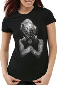 style3 Gangster Marilyn Damen T-Shirt rock monroe tätowiert biker usa, Größe:M
