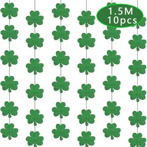 Leap St. Patrick's Day Party-Dekoration, Glücksstern, Kleeblatt, Flagge, grüner Hut, Spiralornament - Glitzerkleeblume