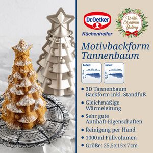 Dr. Oetker Motivbackform Tannenbaum White Christmas Baking, Backform für Weihnachten, Tannenbaumform mit Antihaftbeschichtung, langlebige Backform, hochwertige Kuchenform (Farbe: Creme-Metallic)