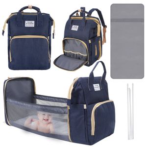 2 in1 Blau Wickeltasche Rucksack mit Wickelauflage, Multifunktionale Wasserabweisend Große Wickelrucksack Babytasche Diaper Backpack für Mama Papa