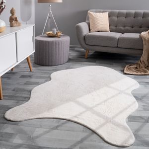 TT Home Wohnzimmer Teppich Unifarben Flauschig Modern Kunstfell Kurzflor Größe 60x90 cm Fell-Form