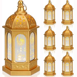 6x Ramadan Deko Lampe,Eid Mubarak Laterne Mond Stern Dekoration,Ramadan Dekoration Muslimische Festival Dekorative,Gold