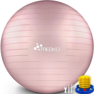 TRESKO Gymnastikball (Rose-Gold, 65cm) mit Pumpe Fitnessball Yogaball Sitzball Sportball Pilates Ball Sportball